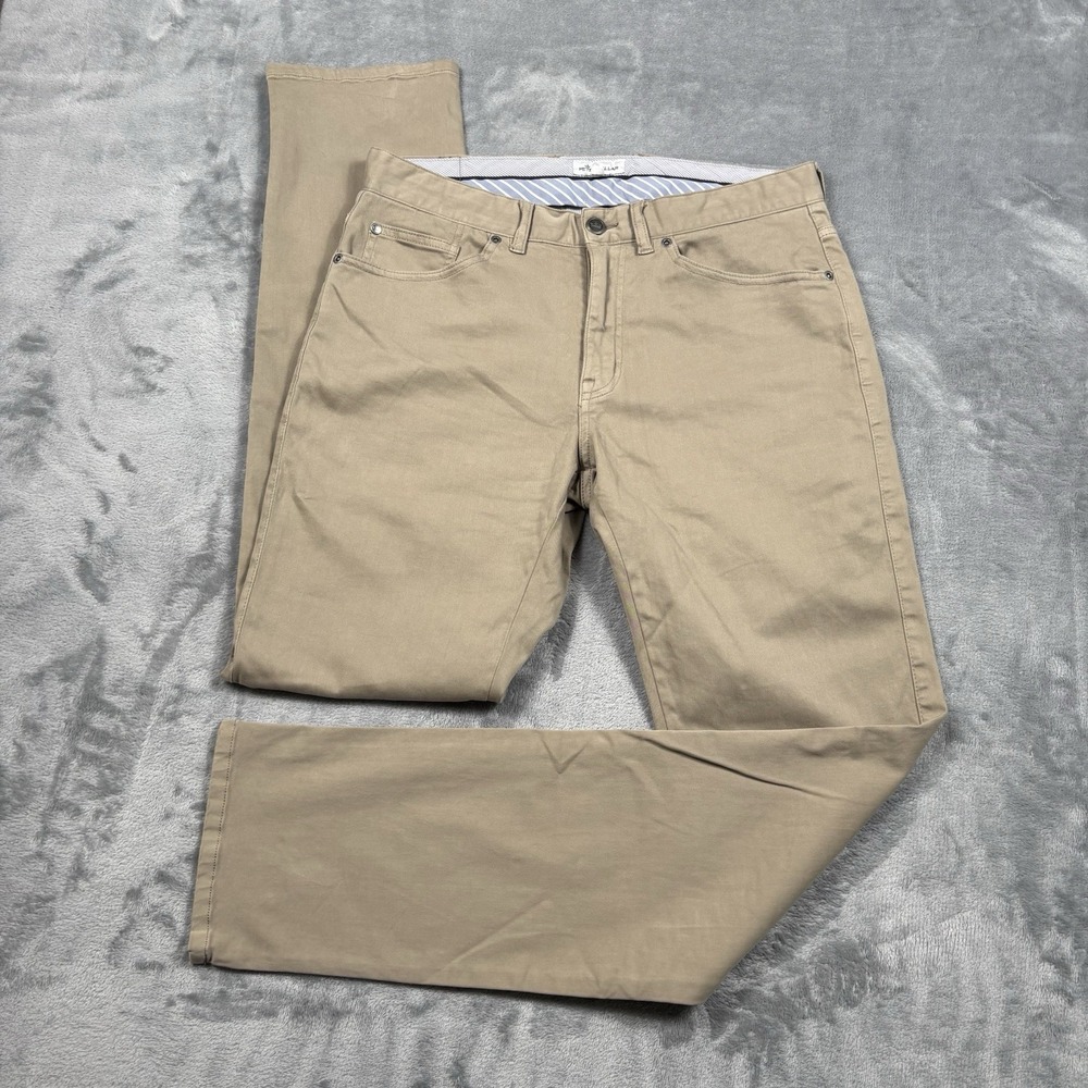 Peter Millar Ultimate 5 Pocket Sateen Pants Men 32x33 Tan Performance ME0B39